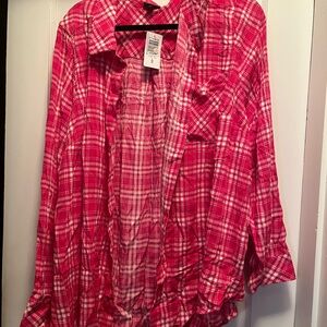 Torrid Lizzie Washable Crinkle Gauze Button Up Long Sleeve Shirt size 4 NWT